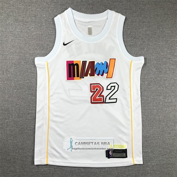 Camiseta Nino Miami Heat Jimmy Butler NO 22 Ciudad 2022-23 Blanco